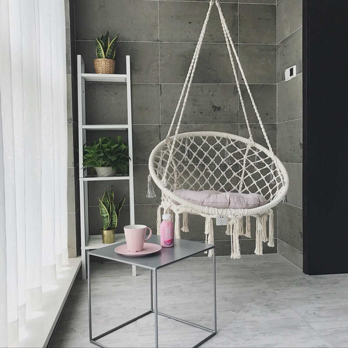 Závěsné křeslo Hammock - kulaté bílé